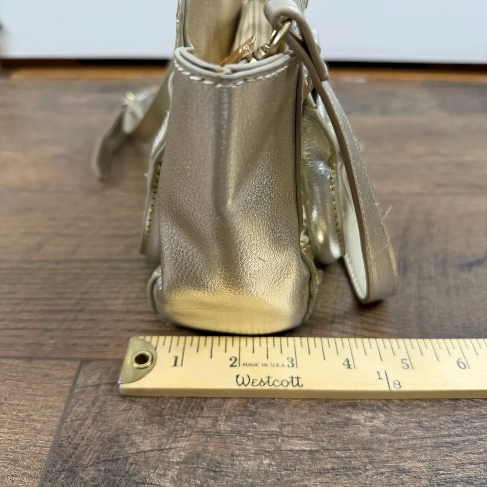 Chloe K New York Gold Glitter‎ Studded Mini Satchel Bag